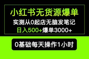 小红书无货源爆单 实测从0起店无脑发笔记爆单3000 长期项目可多店