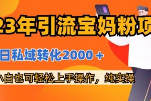 2023年引流宝妈粉项目，单日私域转化2000＋，新手小白也可轻松上手操作，纯实操