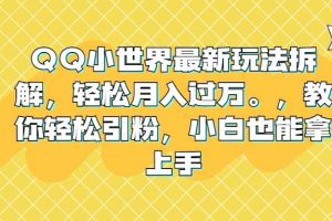 QQ小世界最新玩法拆解，轻松月入过万。教你轻松引粉，小白也能拿上手