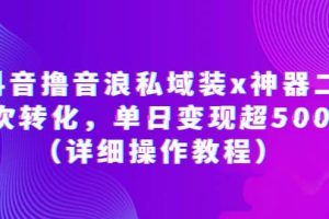 抖音撸音浪私域装x神器二次转化，单日变现超500（详细操作教程）