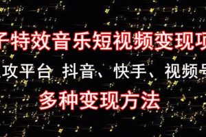 《粒子特效音乐短视频变现项目》主攻平台 抖音、快手、视频号 多种变现方法