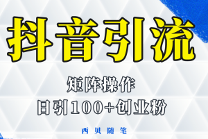 抖音引流术，矩阵操作，一天能引100多创业粉