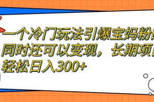 一个冷门玩法引爆宝妈粉的同时还可以变现，长期项目轻松日入300