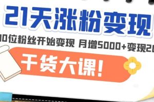 21天精准涨粉变现干货大课：从10位粉丝开始变现 月增5000