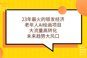 23年最火的银发经济，老年人AI绘画项目，大流量高转化，未来趋势大风口