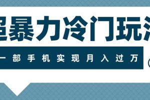 超暴力冷门玩法，可长期操作，一部手机实现月入过万