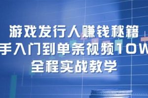 游戏发行人赚钱秘籍：新手入门到单条视频10W+，全程实战教学