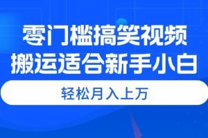 零门槛搞笑视频搬运，轻松月入上万，适合新手小白