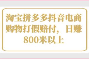 淘宝拼多多抖音电商购物打假赔付，日赚800米以上