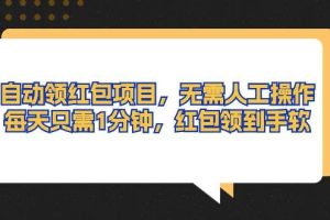 （10875期）自动领红包项目，无需人工操作，每天只需1分钟，红包领到手软