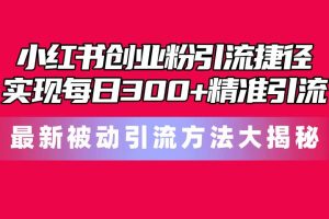 （10692期）小红书创业粉引流捷径！最新被动引流方法大揭秘，实现每日300+精准引流