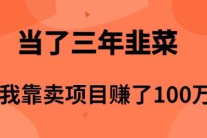 （10149期）当了3年韭菜，我靠卖项目赚了100万