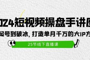 2024短视频操盘手讲座：从起号到破冰，打造单月千万的大IP方法（25节）