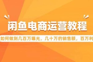 闲鱼电商运营教程：如何做到几百万曝光，几十万的销售额，百万利润