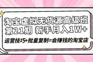 淘宝虚拟无货源高级班【第21期】运营技巧+批量复制=会赚钱的淘宝店