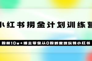 《小红书捞金计划训练营》粉丝10w+博主带你从0粉到变现玩转小红书（72节课)