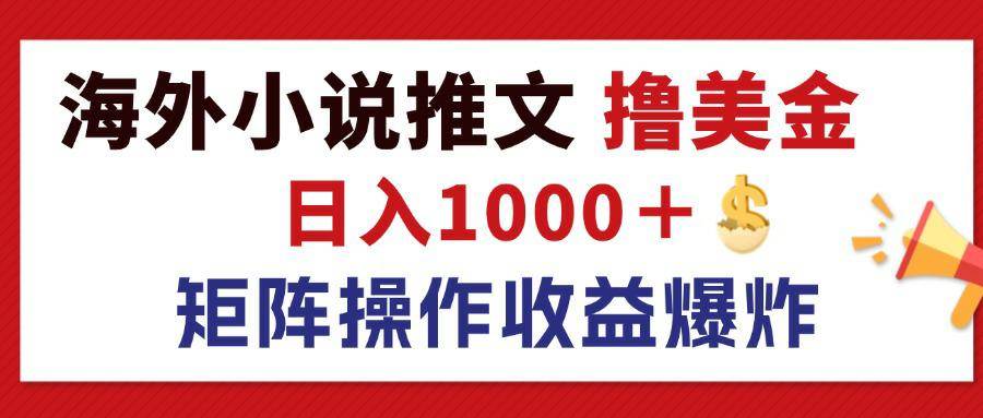 （12333期）最新海外小说推文撸美金，日入1000＋ 蓝海市场，矩阵放大收益爆炸插图