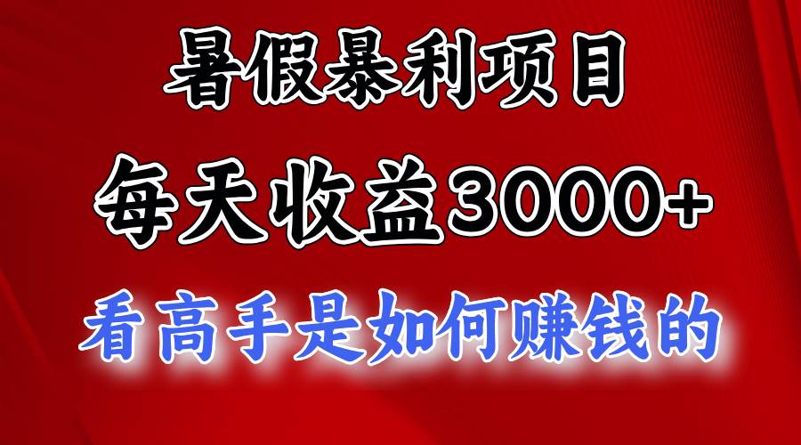 暑假暴利项目，每天收益3000+ 努努力能达到5000+，暑假大流量来了插图