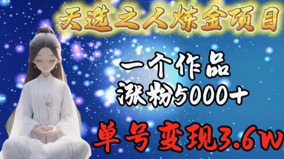 天选之人炼金项目，一个作品涨粉5000+，单号变现3.6w【揭秘】插图