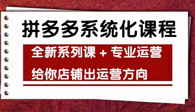 车神陪跑，拼多多系统化课程，全新系列课+专业运营给你店铺出运营方向插图