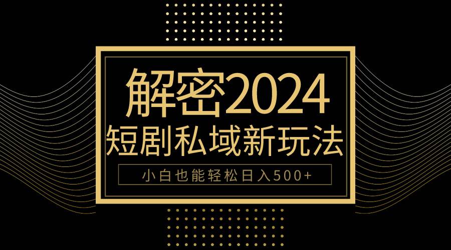 10分钟教会你2024玩转短剧私域变现，小白也能轻松日入500+插图