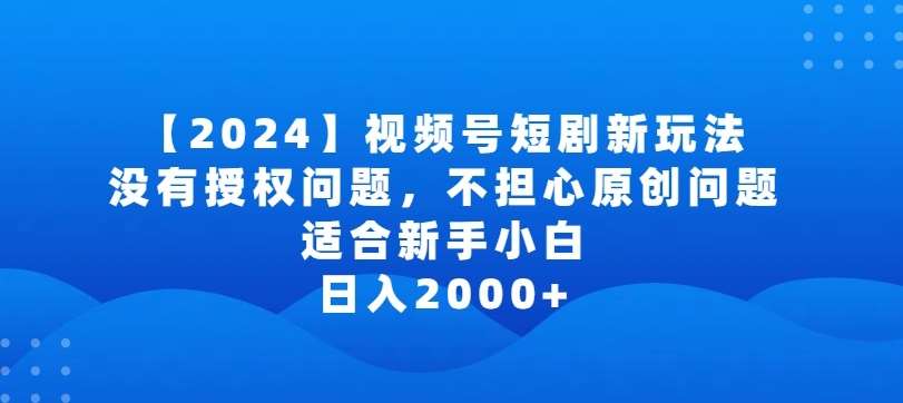 2024视频号短剧玩法，没有授权问题，不担心原创问题，适合新手小白，日入2000+【揭秘】插图