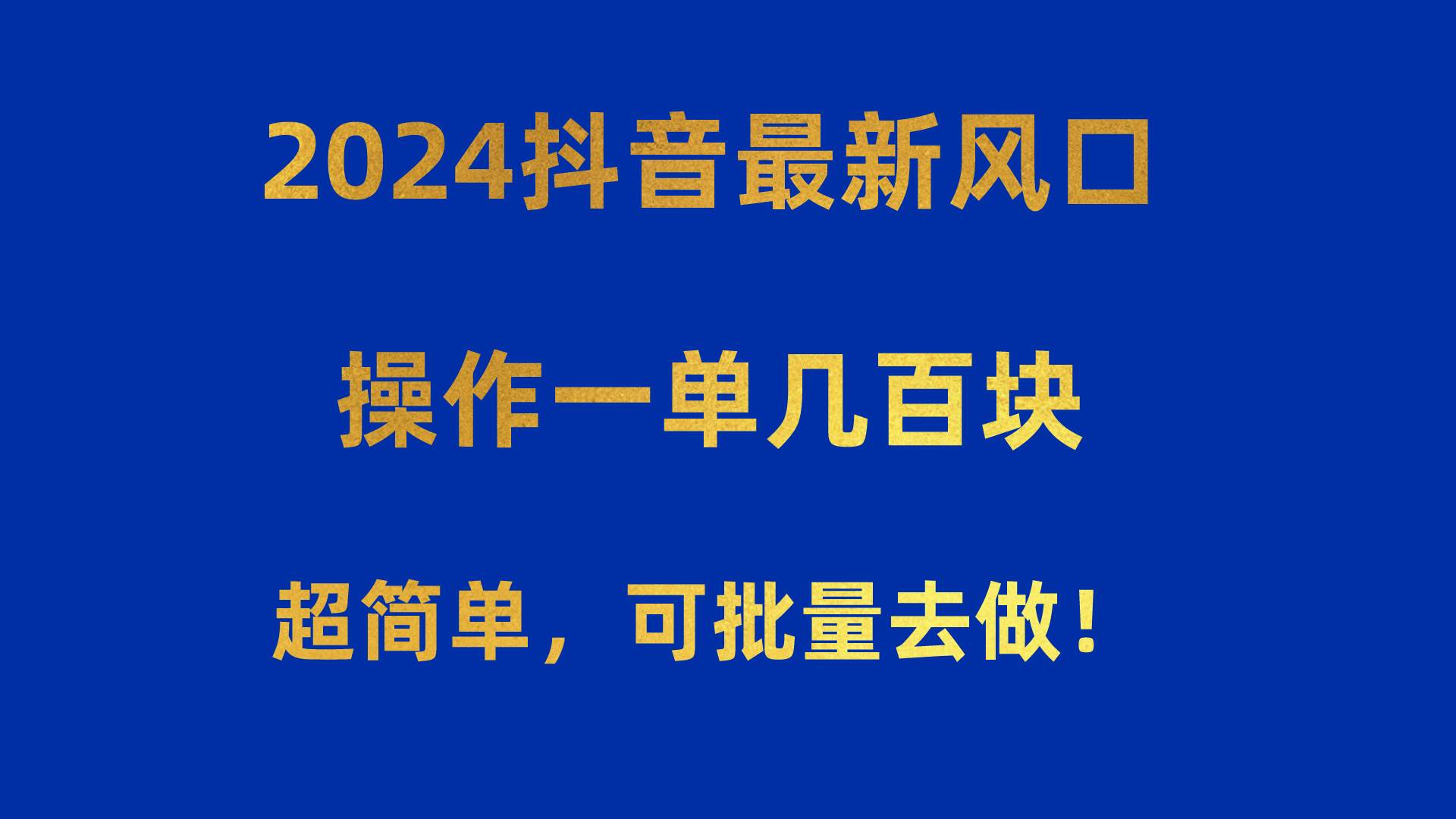 2024抖音最新风口！操作一单几百块！超简单，可批量去做！！！插图