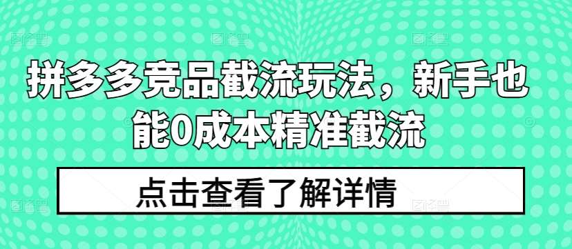 拼多多竞品截流玩法，新手也能0成本精准截流插图