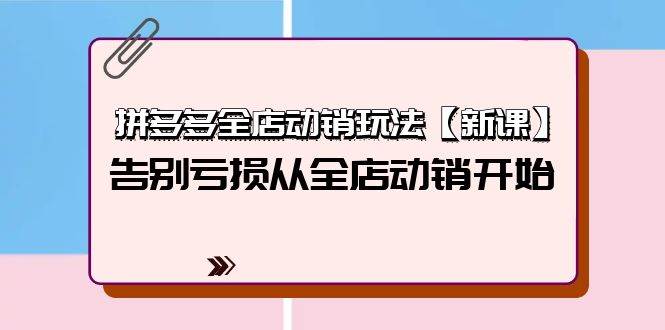 拼多多全店动销玩法【新课】，告别亏损从全店动销开始（4节视频课）插图