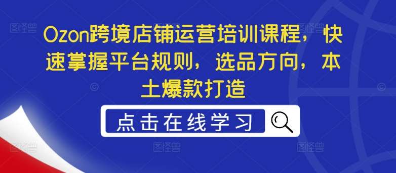 Ozon跨境店铺运营培训课程，快速掌握平台规则，选品方向，本土爆款打造插图