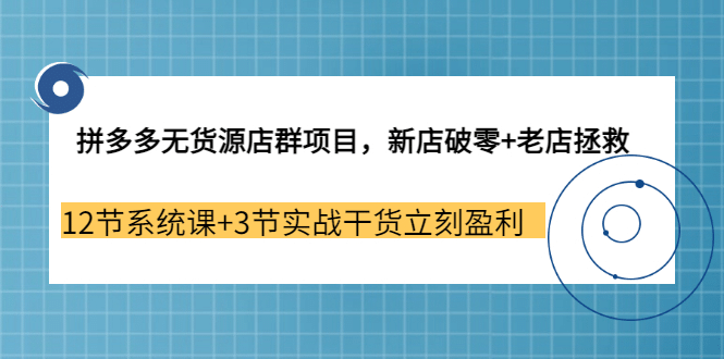 拼多多无货源店群项目，新店破零+老店拯救 12节系统课+3节实战干货立刻盈利插图