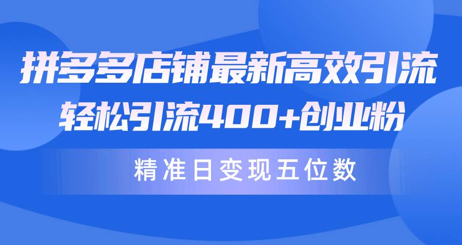 拼多多店铺最新高效引流术，轻松引流400+创业粉，精准日变现五位数！插图