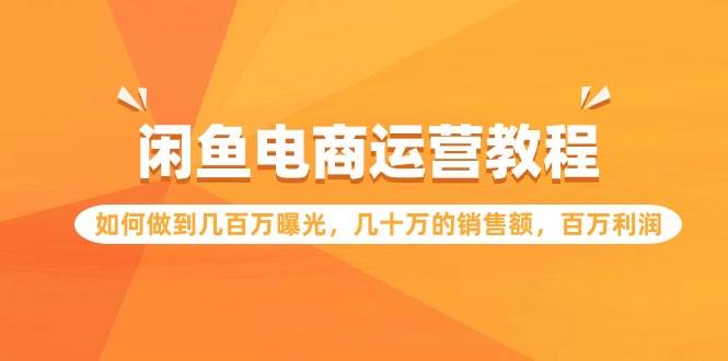 闲鱼电商运营教程：如何做到几百万曝光，几十万的销售额，百万利润插图