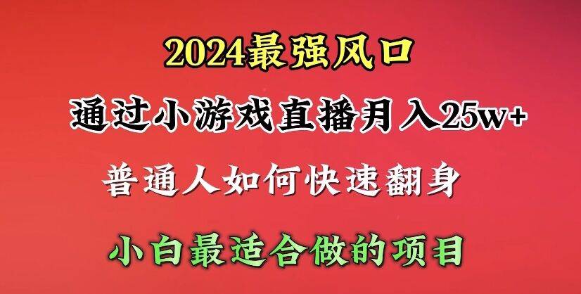 2024年最强风口，通过小游戏直播月入25w+单日收益5000+小白最适合做的项目插图