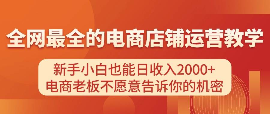 电商店铺运营教学，新手小白也能日收入2000+，电商老板不愿意告诉你的机密插图