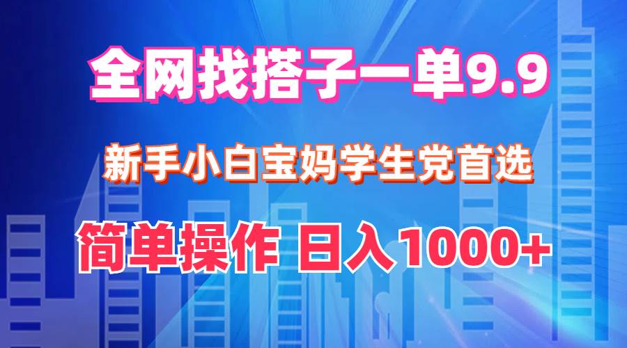 全网找搭子1单9.9 新手小白宝妈学生党首选 简单操作 日入1000+插图