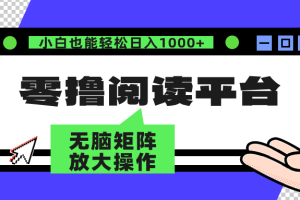 零撸阅读平台 解放双手、实现躺赚收益 单号日入100+