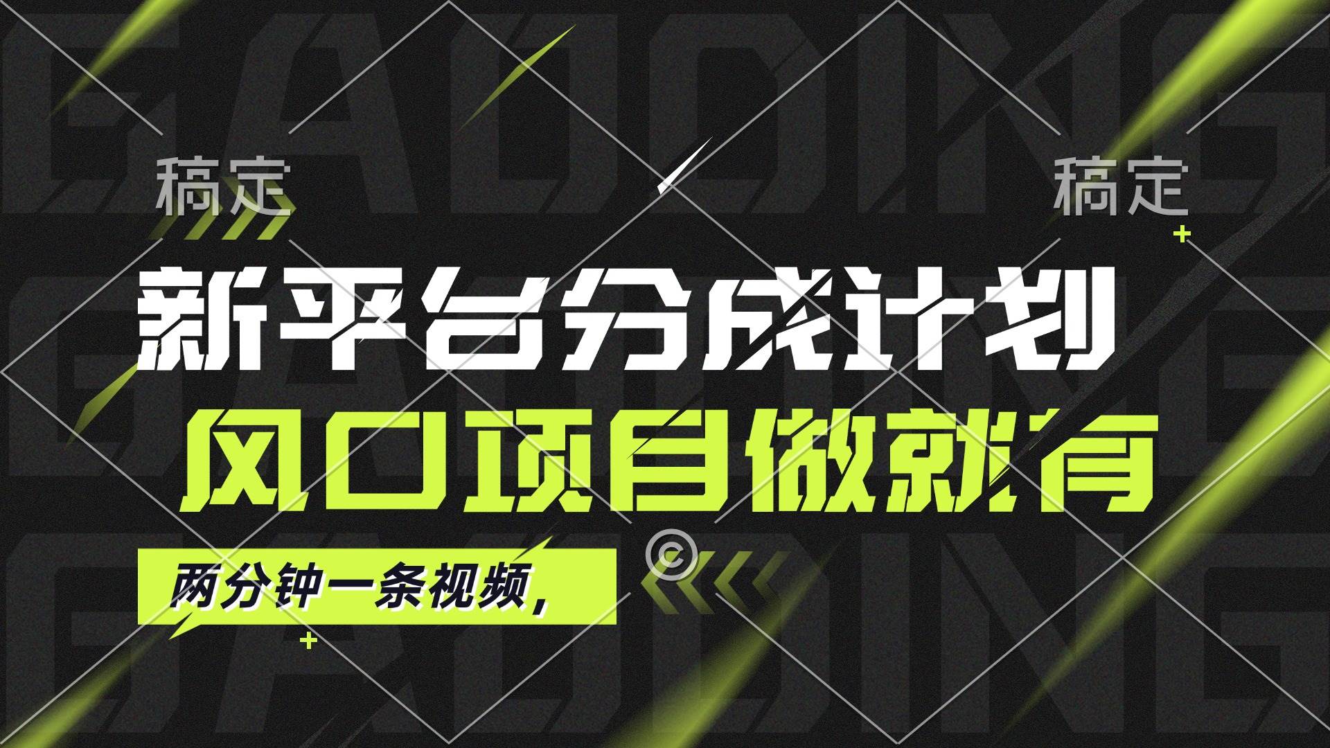 （12442期）最新平台分成计划，风口项目，单号月入10000+插图