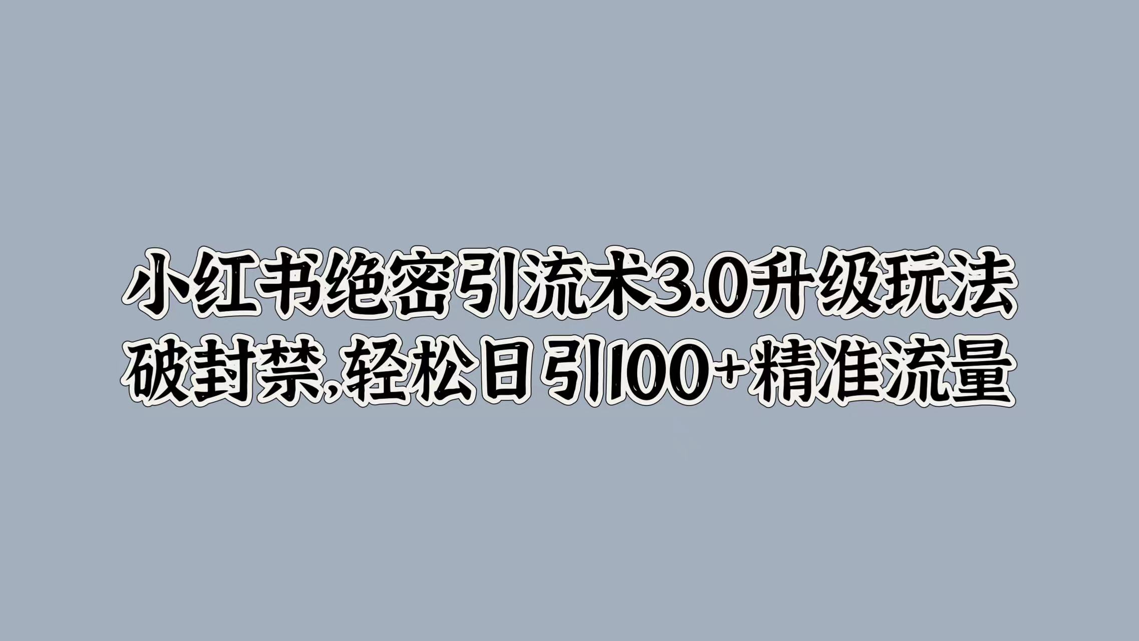 小红书绝密引流术3.0升级玩法，破封禁，轻松日引100+精准流量插图