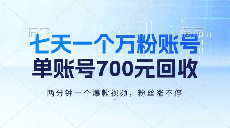 （13062期）七天一个万粉账号，新手小白秒上手，单账号回收700元，轻松月入三万＋插图