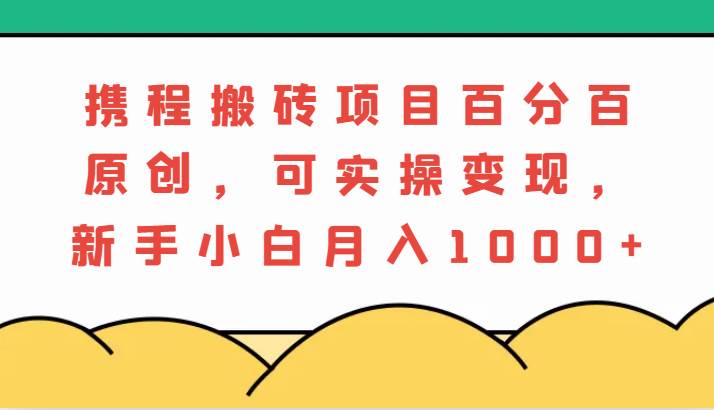 携程搬砖项目，百分百原创，可实操变现，新手小白月入1000+插图