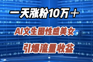 一天涨粉10万＋，AI文生图性感美女，引爆流量收益