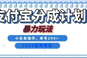 2024最新冷门项目，支付宝视频分成计划，直接粗暴搬运，日入2000+，有手就行！