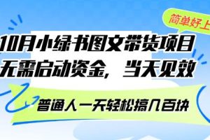 （13005期）10月份小绿书图文带货项目 无需启动资金 当天见效 普通人一天轻松搞几百块