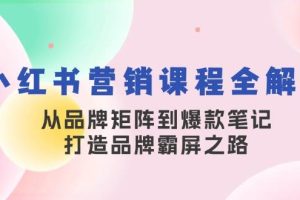 （13017期）小红书营销课程全解析，从品牌矩阵到爆款笔记，打造品牌霸屏之路