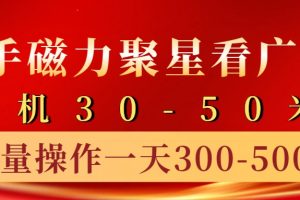 快手磁力聚星4.0实操玩法，单机30-50+10部手机一天300-500+