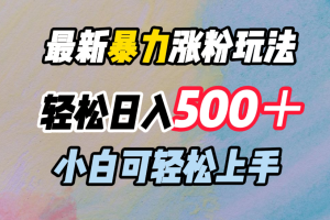 最新暴力涨粉玩法，轻松日入500＋，小白可轻松上手