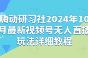 嗨动研习社2024年10月最新视频号无人直播玩法详细教程