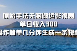 原始手法无脑搬运影视剧，单日收入300，操作简单几分钟生成一条视频