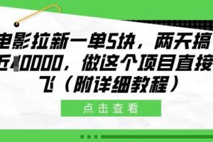 电影拉新一单5块，两天搞了近1个W，做这个项目直接起飞(附详细教程)【揭秘】